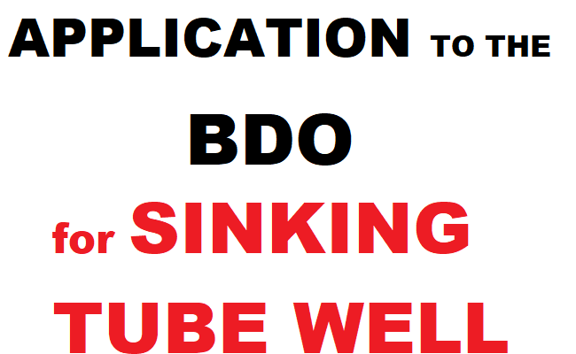 application to the bdo for sinking tube well