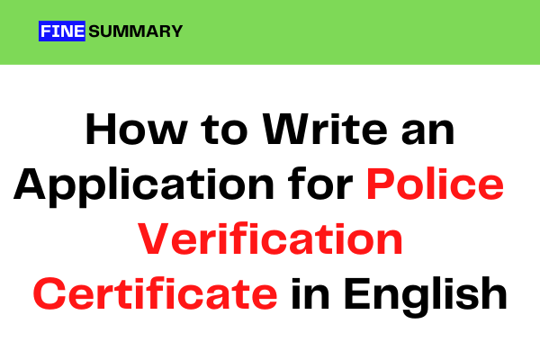 Application for Police Verification Certificate