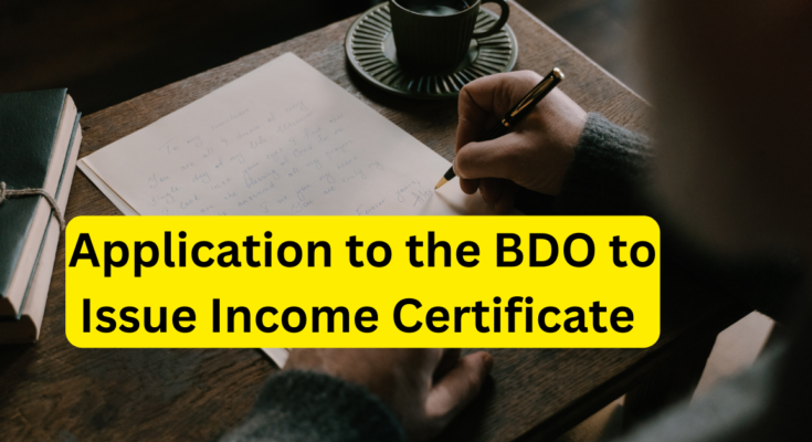 Application to BDO to issue Income Certificate