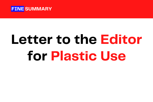Letter to editor for plastic use
