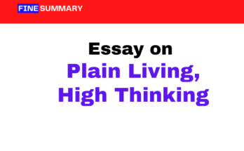 Plain Living High Thinking English Essay