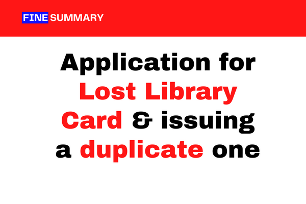 Application for lost library card and to issue duplicate card
