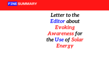 Letter to the Editor about evoking awareness for the use of solar energy