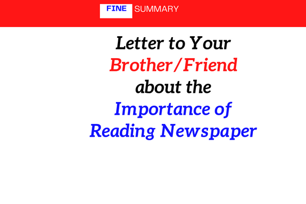Letter to Your Brother about the Importance of Reading Newspaper