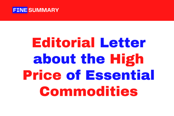 Editorial Letter about High Price of Essential Commodities