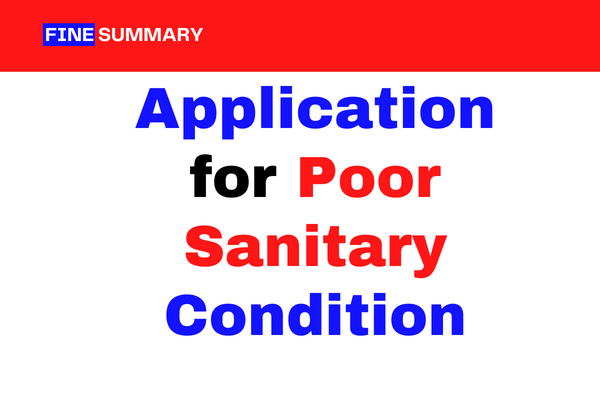 application for poor sanitary condition